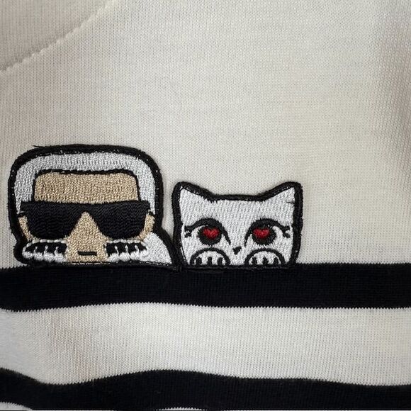NWT Karl Lagerfeld Karl & Choupette Cotton Signature Striped Top Size Large - Picture 5 of 16